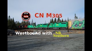 CN M305 Westbound With NB Southern [upl. by Akahs]