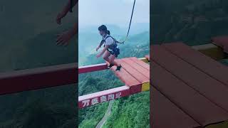 Bungee Jumping With Rope In Beautiful Place Cheer For This Little Girl travel funny [upl. by Mcmillan]