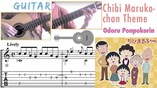 Odoru Ponpokorin  Chibi Marukochan Theme Guitar Notation  TAB [upl. by Gloriana]