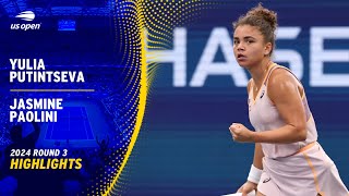 Yulia Putintseva vs Jasmine Paolini Highlights  2024 US Open Round 3 [upl. by Ecinnaj]