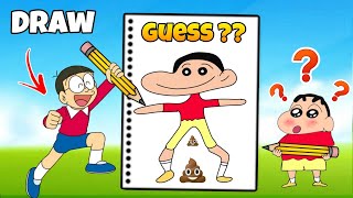 Nobita Vs Shinchan Play Drawing And Guess Challenge 🤣🤣 Shinchan And Nobita Game  Funny Game [upl. by Heindrick823]