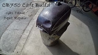 Honda CB750 Cafe Racer Build  Gas Tank Dent Repair [upl. by Aerdied13]