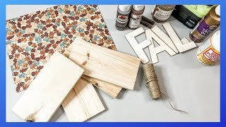 Fall Decor DIY  Dollar Tree Wood Craft  Just 1 Easy DIY [upl. by Deina879]