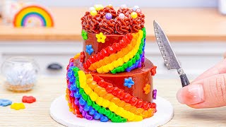 Miniature Rainbow Buttercream Cake Decorating 🌈Amazing Rainbow KitKat Cake Recipe By Baking Yummy [upl. by Reivax398]