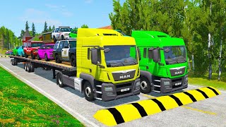 DACIA VOLSKWAGEN  FORD BMW COLOR POLICE CARS TRANSPORTING WITH TRUCKS motorbikeriding [upl. by Anaizit87]