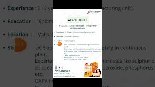 Godrej Industries Ltd Valia Junior Officer Production Recruitment 2024 l Godrej Industries Jobs [upl. by Ensoll]