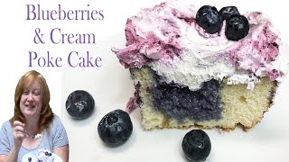 BLUEBERRIES amp CREAM POKE CAKE  Easy Cake Recipe using Box Cake Mix [upl. by Baily]