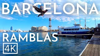 RAMBLAS Barcelona walking tour SPAIN 4K [upl. by Nuyh]