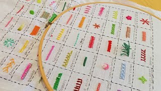 Fifty Basic Hand Embroidery Stitches Sampler for Absolute Beginners [upl. by Terrab]