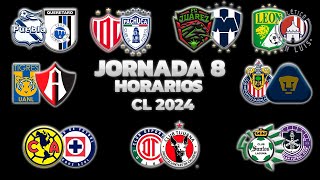 HORARIOS CANALES Y FECHAS DONDE VER LA JORNADA 8  LIGA MX CLAUSURA 2024 [upl. by Yecrad]