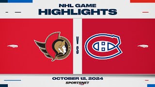 NHL Highlights  Senators vs Canadiens  October 12 2024 [upl. by Jenesia]