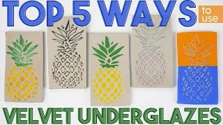 Top 5 Ways To Use Velvet Underglaze  Underglaze How To [upl. by Ilesara]