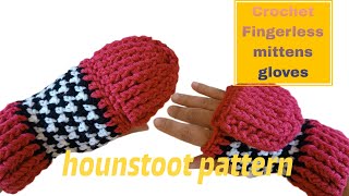 How To Crochet Fingerless Gloves Hounstoot Pattern Stepbystep [upl. by Aicil]