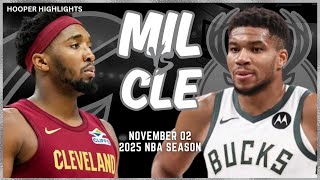 Milwaukee Bucks vs Cleveland Cavaliers Full Game Highlights  Nov 2  2025 NBA Season [upl. by Filmer320]