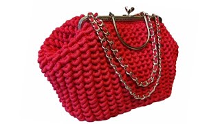 TUTORIAL BORSA clic clac DAMINA  crochet Uncinetto Punto Rococó Punto Colonnina Uncinetto Smirne [upl. by Ahtinak]