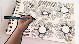 How to Draw Zentangle Flowers in 1 Minute  Relaxing Drawing Step by Step [upl. by Ozan]