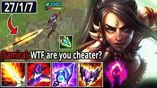 NIDALEE BUT I LAND ONESHOT NUCLEAR SPEARS amp ENEMY SAMIRA ACCUSES ME OF CHEATING FULL AP NUKE [upl. by Vickie]