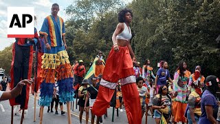 New York celebrates Caribbean culture with annual parade [upl. by Ecart]