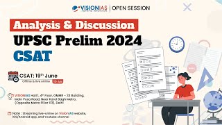 UPSC PRELIMS 2024  CSAT  ANALYSIS amp DISCUSSION  19th JUNE  10AM [upl. by Elum51]