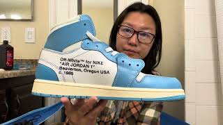 This is a pair FAKE Air Jordan 1 off white shoes [upl. by Fauman956]