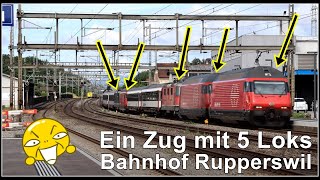 Ein Zug mit 5 Loks  Bahnhof Rupperswil [upl. by Misty]