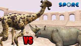 Giraffe vs Rhino  Beast Arena S2E5  SPORE [upl. by Turnheim]