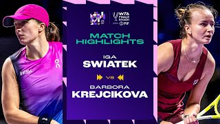 Iga Swiatek vs Barbora Krejcikova  2024 WTA Finals Riyadh Group Stage  Match Highlights [upl. by Mook]