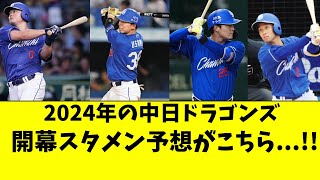 中日2024年開幕スタメン予想！田中幹也が入ってくるか【中日ドラゴンズ立浪監督】 [upl. by Dorion]