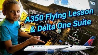 Delta Airbus A350 Cockpit Flying Lesson amp Suite [upl. by Rizzi]