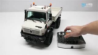 1145 ScaleART MercedesBenz Unimog ThreeSideTipper GreyWhite  UniCOMM  Full Functions [upl. by Eglantine]