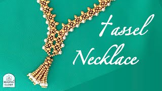 TAPERED TASSEL BEADED NECKLACE TUTORIAL [upl. by Philender78]