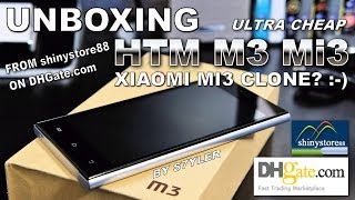 HTM M3 Mi3 Silver UNBOXING 13 Ghz MTK6572 5inch 3GDUAL SIM  Xiaomi Mi3 clone [upl. by Fagaly]