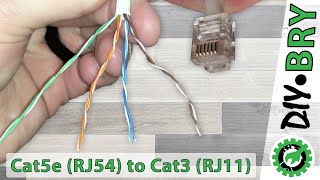 Cat5e to Cat3RJ11 Convert an exiting Cat5e cable into a phone line Cat3RJ11 [upl. by Itsirk902]