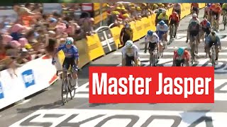 Mathieu van der Poel LEADS Jasper Philipsen To Stage 3 Win At Tour de France 2023 [upl. by Gardel]