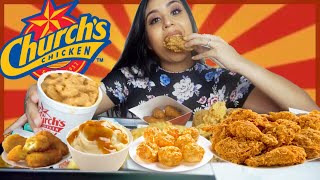 CHURCHS CHICKEN MUKBANG  CRAZY LABOR AND DELIVERY STORY EATING SHOW [upl. by Dickey]