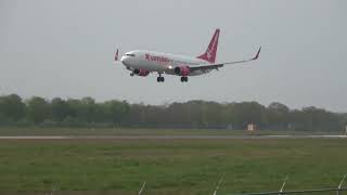 Corendon Airlines Europe B737800 Landing Groningen Airport Eelde [upl. by Greff]