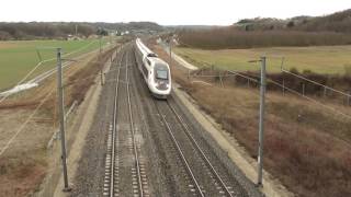 Trains TGV LYRIA CARMILLON à grande vitesse sur la LGV RhôneAlpes [upl. by Hallutama696]