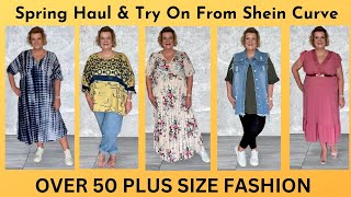 Spring 2024 Haul amp Try On From Shein Curve  Over 50 Plus Size Fashion [upl. by Llyrat]