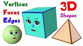 Learn About Faces Edges and Vertices  3D Shapes  Basic Geometry for Kids  Noodle Kidz [upl. by Ahsatam]