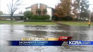 Tree roots plug pipe flood Sacramento County streets [upl. by Egiaf]