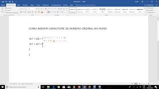 Como inserir símbolo de número ordinal no word [upl. by Winnah790]
