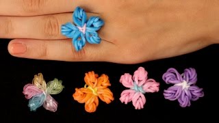 Rainbow Loom Nederlands  Flower Ring  Loom bands rainbow loom tutorial how to [upl. by Iliam]