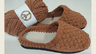 😍 Pantuflas tejidas a crochet con Chenille 😍 paso a paso tutorial principiantes [upl. by Curhan]