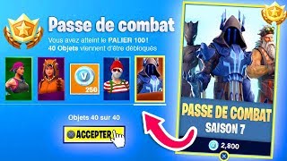 LES SKINS DU PASSE DE COMBAT DE LA SAISON 7 DE FORTNITE [upl. by Risay]