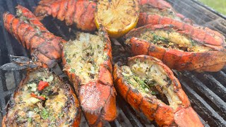 Herb Butter Lobster Tails On The Grill  Grilled Lobster [upl. by Aray605]