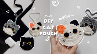 ♡ Crochet Cat Pouch Tutorial  3in1 Pattern  Plus Silver Button Unboxing ♡ [upl. by Lletram179]