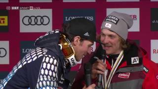 Felix Neureuther crasht Pressekonferenz mit Manuel Feller am 19022017 in St Moritz [upl. by Anrahc934]