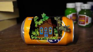 Making A Miniature Fairy Forest Cottage Inside A Soda Can  Tin Can Upcycling Ideas [upl. by Nicol79]