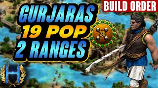 NEW Gurjaras 19 POP 2 Range Archers BUILD ORDER  AoE2 [upl. by Rhine]