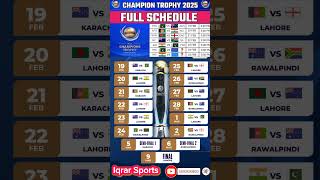 ICC CHAMPIONS TROPHY 2025 FULL SCHEDULE  ICC Champion trophy 2025 fixtures iccchampionstrophy2025 [upl. by Sabanrab]